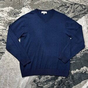 Turnbury Extra Fine Merino Wool Sweater‎ Men's Size M V-neck Black Preppy